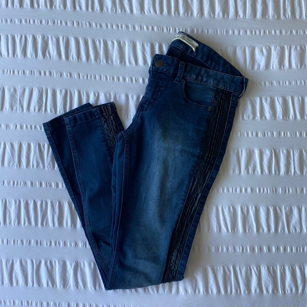 Free people jeans with leather detail